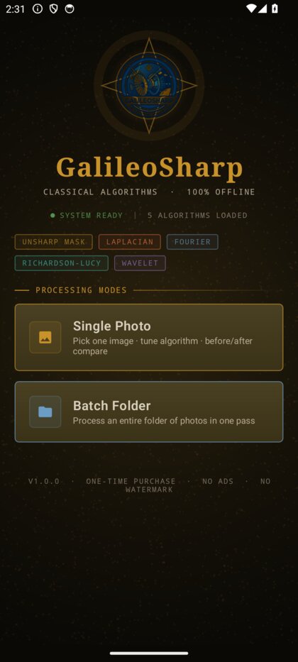 GalileoSharp home screen